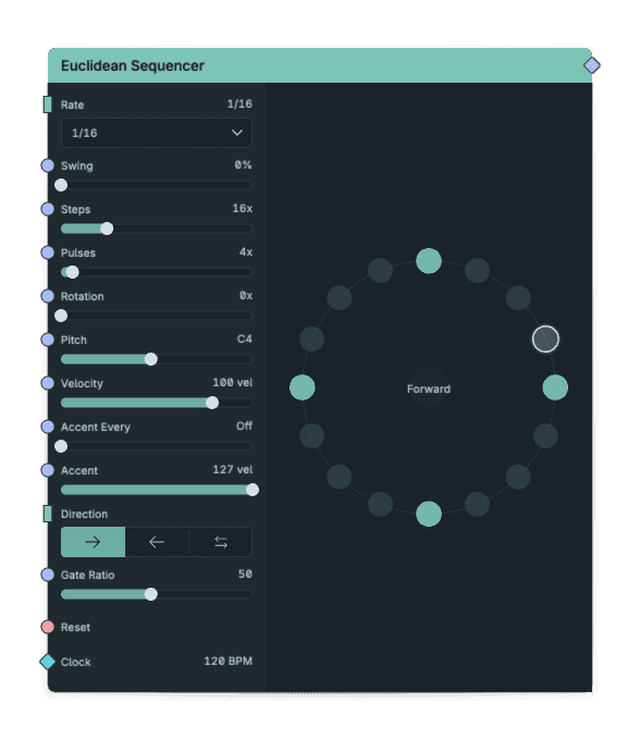 Euclidean Sequencer node screenshot
