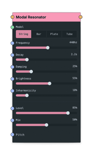 Modal Resonator node screenshot
