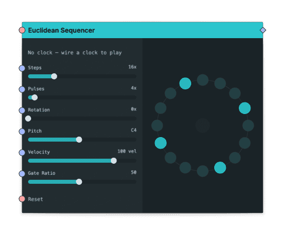 Euclidean Sequencer node screenshot