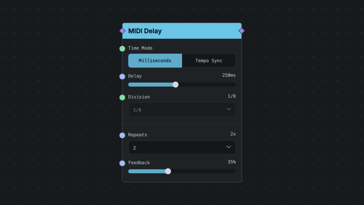 MIDI Delay node screenshot
